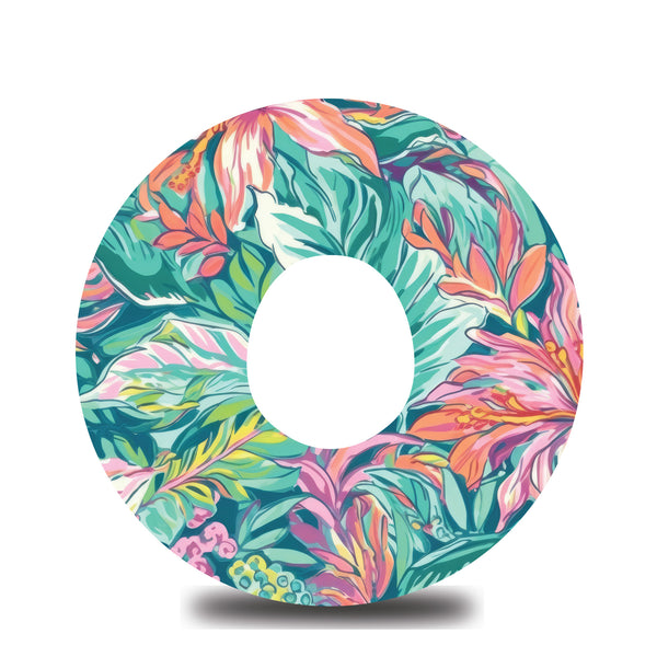 Pastel Tropical Leaves Dexcom G7 Tape