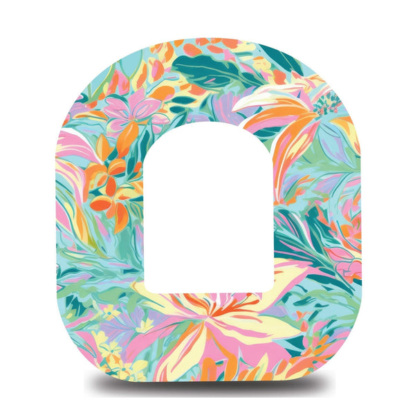 Pastel Tropical Blooms Omnipod Tape