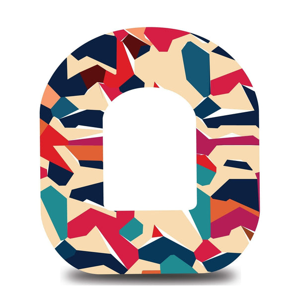 Red and Blue Flake Geometric Omnipod Tape