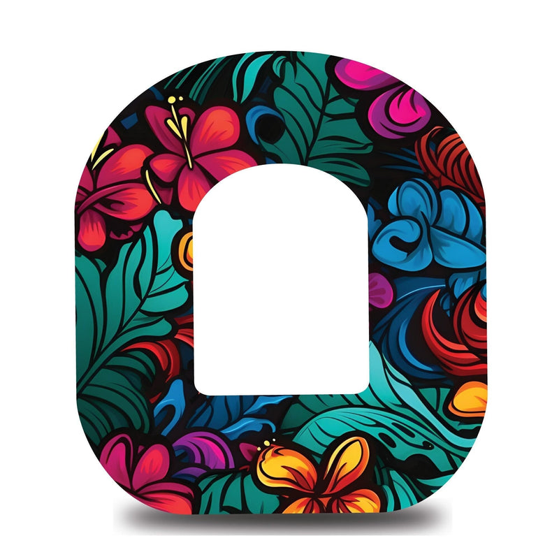 Neon Hawaiian Blooms Omnipod Tape