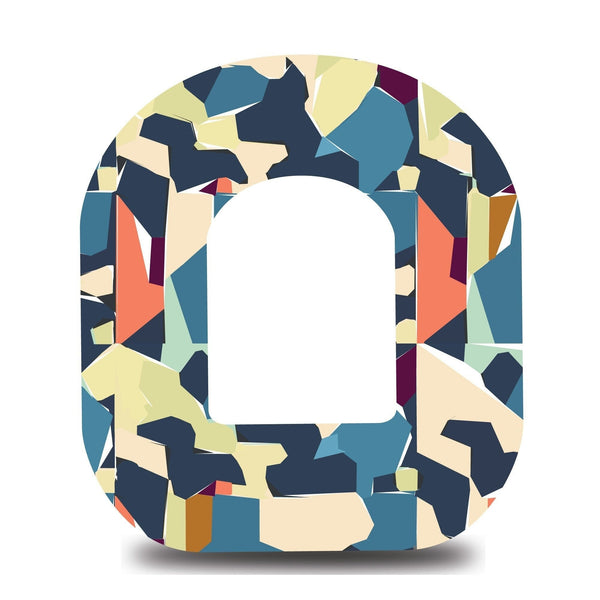 Blue and Coral Geometric Flake Omnipod Tape