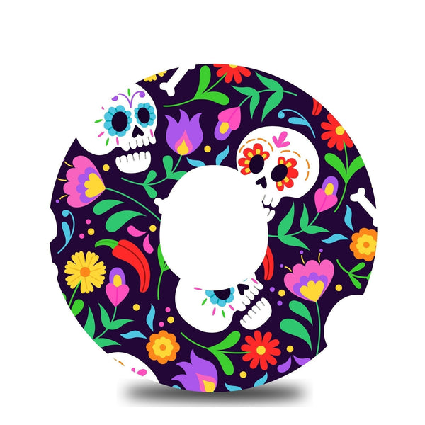 Black Floral Sugar Skulls Dexcom G7 Tape