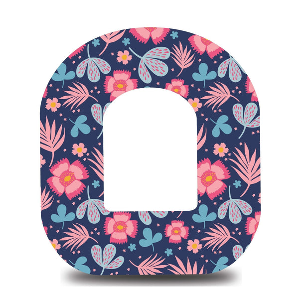 Pink and Blue Florals Omnipod Tape