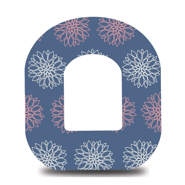 Coral and White Dahlia Omnipod Tape