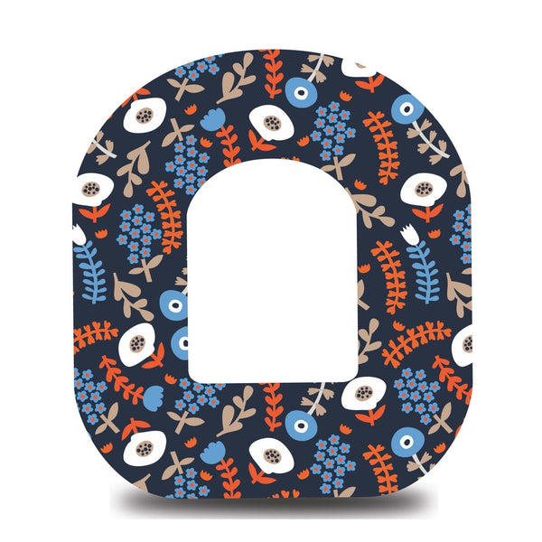 Blue and Orange Blooms Omnipod Tape